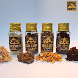 ชุดของขวัญ ชุดทดลอง เม็ดเรซิ่น ผง เครื่องหอม 4 ชนิด [HolyAroma Resin / Powder Tester Gift Set of 4]