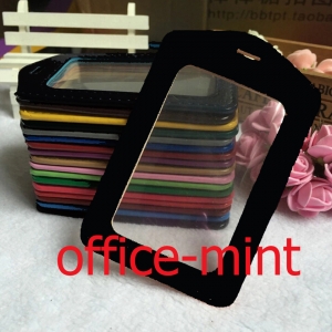 ป้ายชื่อพนักงานและบัตรพนักงานคล้องคอ หนัง S36 สีดำ