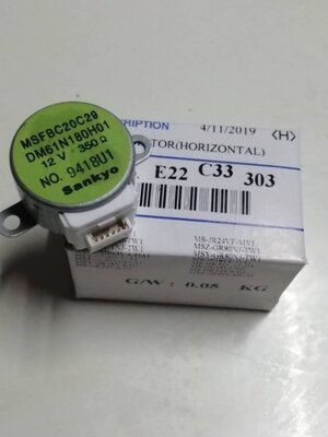 0000117 มอร์เตอร์ E22 C33 303 สวิงแอร์ มิตซูบิชิ (แท้) ลูกใหญ่ป้ายเขียว Sankyo 12V MSFBC20C29 DM61N180H01