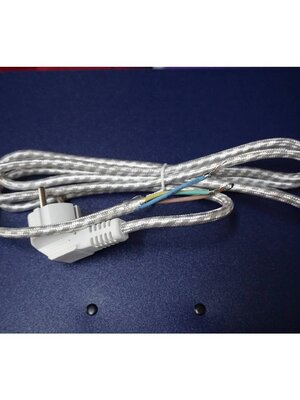 0000972 สายเตารีด หัวปลั๊กใหญ่ สีขาว ยาว 2 เมตร รุ่นหางกลม